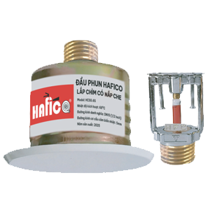 Đầu phun Sprinkler Hafico âm trần có lắp che K5.6 DN15
