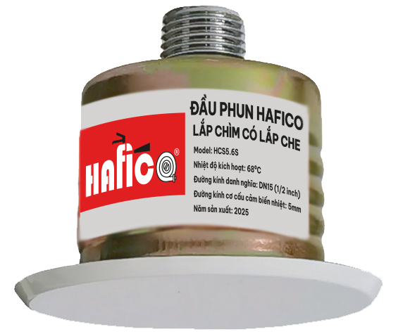 Đầu phun sprinkler HAFICO lắp chìm có nắp che K5.6; K8.0